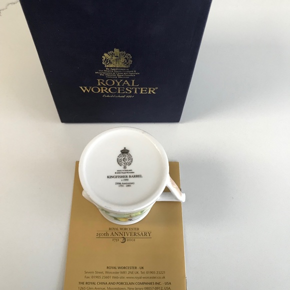 Vintage Royal Worcester Porcelain China Mini Barrel Kingfisher Pitcher Jug NIB - Picture 7 of 8